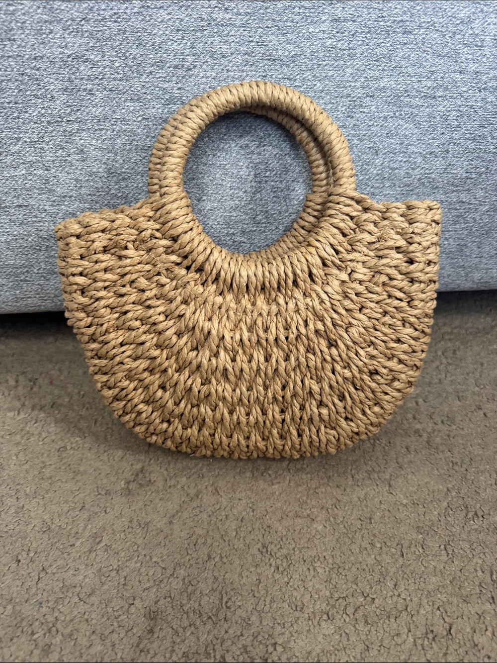 Source Unknown Woven Round-Handle Tote in Tan